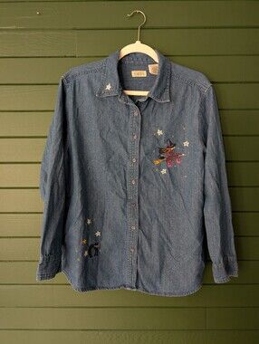 Classic Elements Denim Halloween Embroidered Shirt